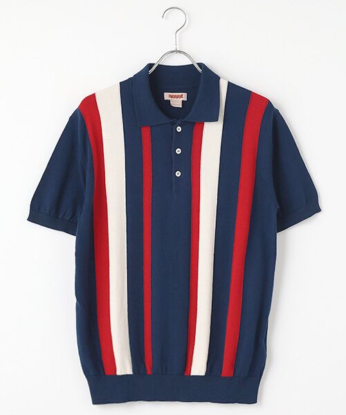 item SELECT/アイテムセレクト KNIT SS POLO STRIPES ネイビー M item SELECT/アイテムセレクト KNIT SS POLO STRIPES ネイビー M