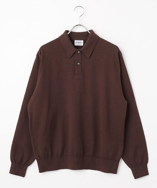 item SELECT / アイテムセレクト ニット・セーター | ライトウェーブコットン ニットポロ（BROWN）