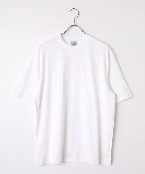 item SELECT / アイテムセレクト Tシャツ | High Gauge Interlock Knit Color Stitch Crew Neck Short Sleeve T（White×Ecru）