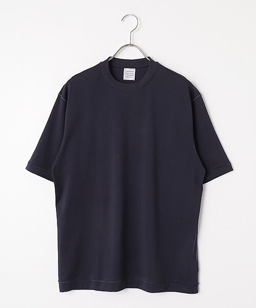 item SELECT / アイテムセレクト Tシャツ | High Gauge Interlock Knit Color Stitch Crew Neck Short Sleeve T（Navy×Blue Gray）