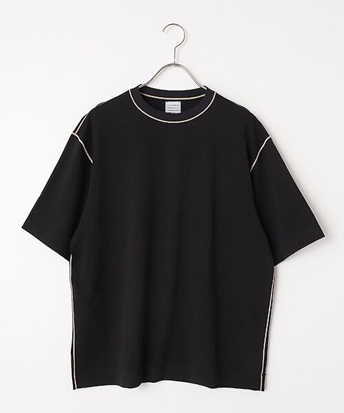 item SELECT / アイテムセレクト Tシャツ | Loutus Loopback Jersey Color Stitch Crew Neck Short Sleeve T（Black×Ecru）