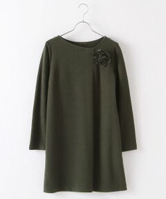 TABASA / タバサ チュニック | コサージュ付きアシメトリータックワンピース