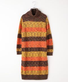 TABASA / タバサ ロング・マキシ丈ワンピース | カスリボーダータートルネックニットワンピース