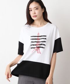 コットン天竺エッフェル塔半袖Tシャツ