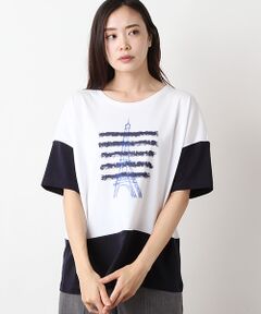 コットン天竺エッフェル塔半袖Tシャツ