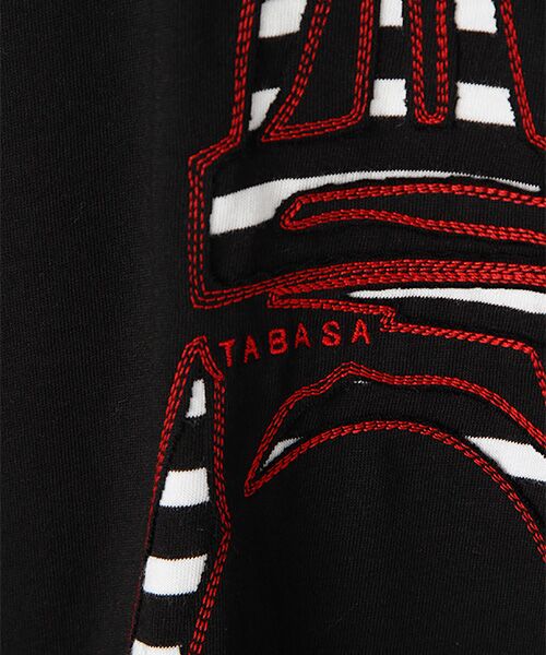TABASA / タバサ チュニック | コットン天竺×ボーダーエッフェル塔刺繍チュニック | 詳細1