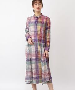 TABASA / タバサ ロング・マキシ丈ワンピース | マルチカラーチェックプリントワンピース