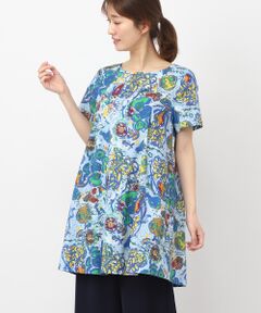 TABASA / タバサ チュニック | ドビー×フラワープリントチュニック