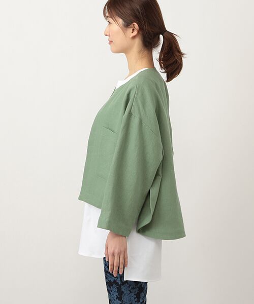 TABASA / タバサ ノーカラージャケット | リネンキャンバスジャケット | 詳細6