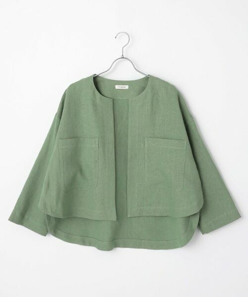 TABASA / タバサ ノーカラージャケット | リネンキャンバスジャケット | 詳細9