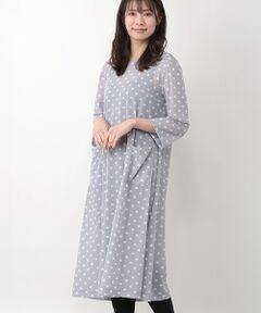 セール】 ドット風通ジャガードワンピース (ロング・マキシ丈 セール】 ドット風通ジャガードワンピース (ロング・マキシ丈