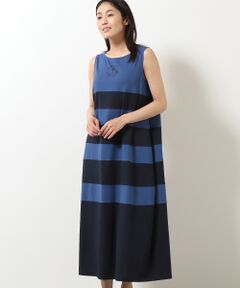セール】 レーヨンストレッチ裾ギザギザボーダーチュニック