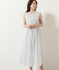 TABASA / タバサ ロング・マキシ丈ワンピース | シャーリングストライプワンピース
