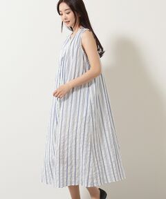 TABASA / タバサ ロング・マキシ丈ワンピース | シャーリングストライプワンピース