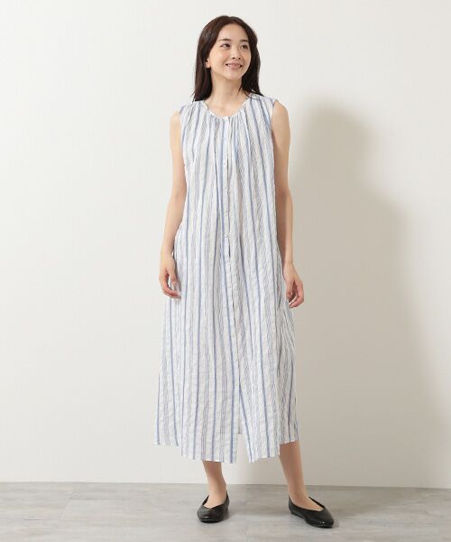 TABASA / タバサ ロング・マキシ丈ワンピース | シャーリングストライプワンピース | 詳細5