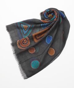 TABASA / タバサ マフラー・ショール・スヌード・ストール | ☆プリミティブプリント＆ステッチ刺繍ストール