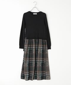 TABASA / タバサ ロング・マキシ丈ワンピース | LAURENT CHECK×ニットワンピース