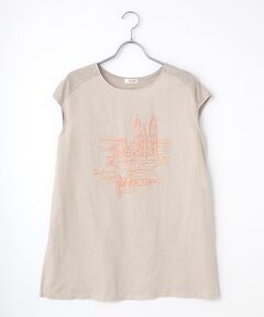 リネン天竺×メッセージプリントTシャツ