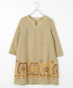 TABASA / タバサ チュニック | ウールガーゼ×レトロフラワー刺繍チュニック