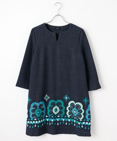 TABASA / タバサ チュニック | ウールガーゼ×レトロフラワー刺繍チュニック