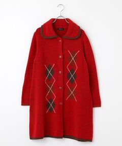 TABASA / タバサ カーディガン・ボレロ | アーガイル柄インターシャロングカーディガン