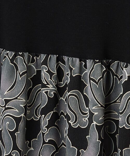 TABASA / タバサ ロング・マキシ丈ワンピース | サテン×オーナメントプリント切替ワンピース | 詳細1