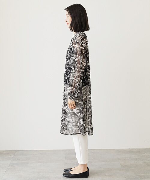 TABASA / タバサ ロング・マキシ丈ワンピース | シフォン×アブストラクトプリントワンピース | 詳細2