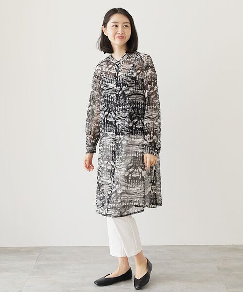 TABASA / タバサ ロング・マキシ丈ワンピース | シフォン×アブストラクトプリントワンピース | 詳細4