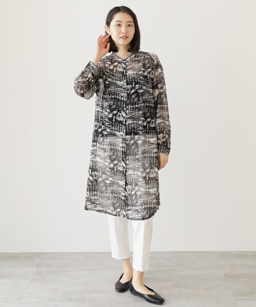 TABASA / タバサ ロング・マキシ丈ワンピース | シフォン×アブストラクトプリントワンピース | 詳細5