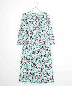 TABASA / タバサ ロング・マキシ丈ワンピース | スムース×幾何フラワープリントワンピース