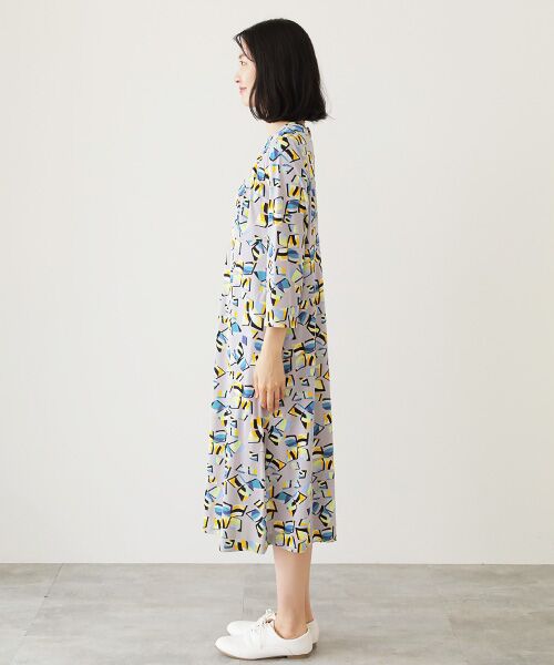 TABASA / タバサ ロング・マキシ丈スカート | スムース×幾何フラワープリントワンピース | 詳細7