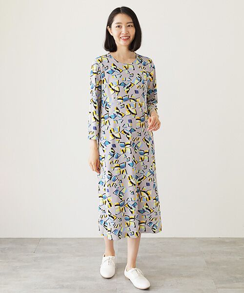 TABASA / タバサ ロング・マキシ丈スカート | スムース×幾何フラワープリントワンピース | 詳細9