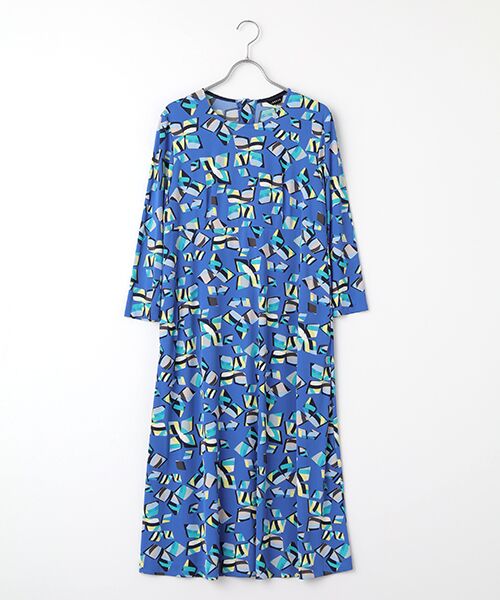 TABASA/タバサ スムース×幾何フラワープリントワンピース コン F TABASA/タバサ スムース×幾何フラワープリントワンピース コン F