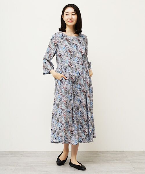 TABASA / タバサ ロング・マキシ丈ワンピース | レーヨンローン×モザイクプリントワンピース | 詳細11