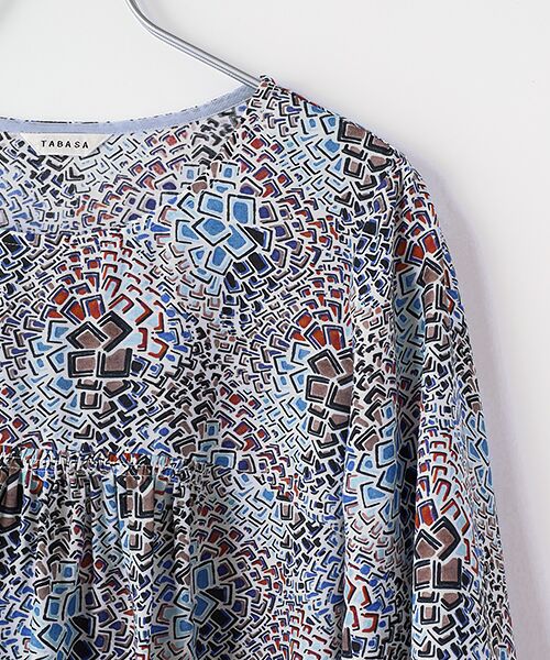 TABASA / タバサ シャツ・ブラウス | レーヨンローン×モザイクプリントブラウス | 詳細3
