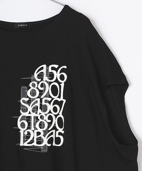 TABASA / タバサ チュニック | レーヨンベア天竺×ロゴプリントチュニック | 詳細2