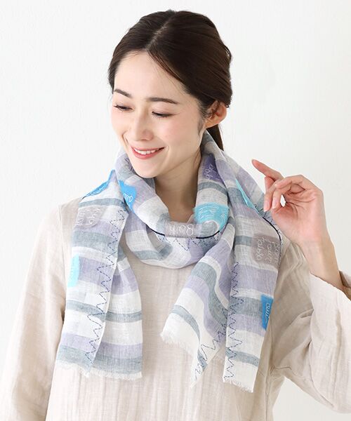 TABASA/タバサ ☆ボンジュールタバサスカーフ ブルー F TABASA/タバサ ☆ボンジュールタバサスカーフ ブルー F