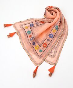 TABASA / タバサ マフラー・ショール・スヌード・ストール | ☆カラフルフラワー×フリンジスカーフ