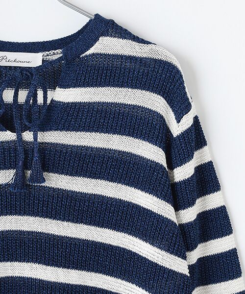 TABASA / タバサ チュニック | メッシュボーダーニットチュニック | 詳細3