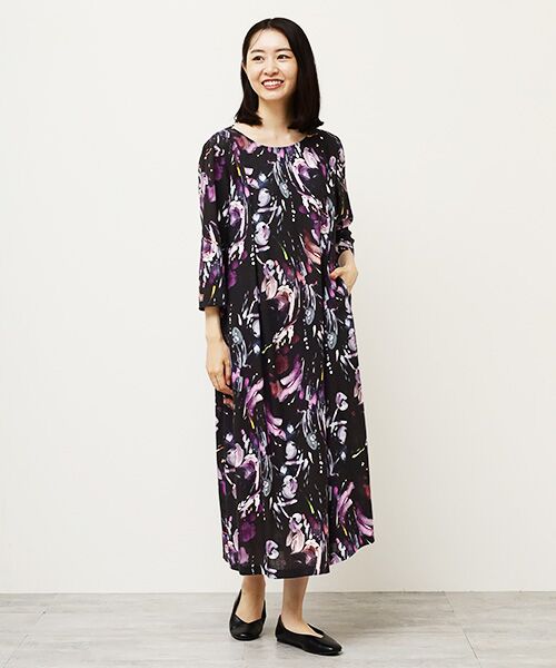 TABASA / タバサ ロング・マキシ丈ワンピース | レーヨン/リネン フラワープリントワンピース | 詳細2