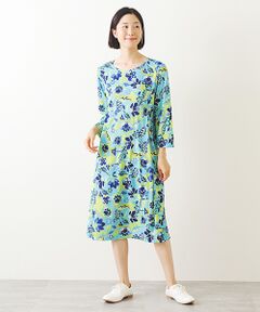 TABASA / タバサ ロング・マキシ丈ワンピース | スムース×レトロフラワープリントワンピース