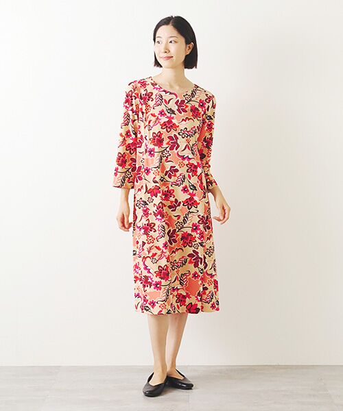 TABASA / タバサ ロング・マキシ丈ワンピース | スムース×レトロフラワープリントワンピース | 詳細6