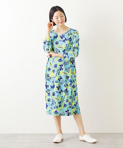 TABASA / タバサ ロング・マキシ丈ワンピース | スムース×レトロフラワープリントワンピース | 詳細11