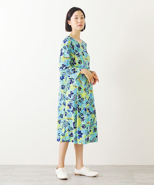 TABASA / タバサ ロング・マキシ丈ワンピース | スムース×レトロフラワープリントワンピース | 詳細12