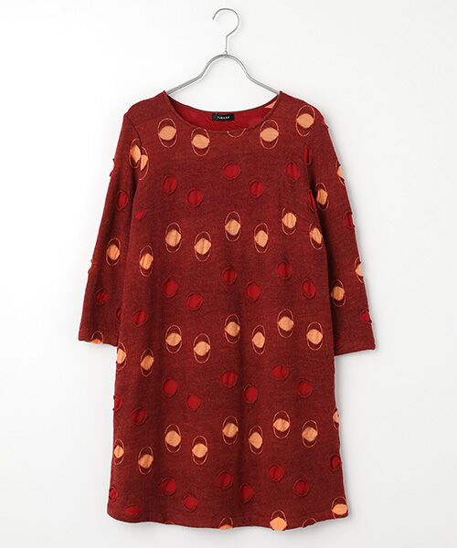 TABASA / タバサ チュニック | 穴あきドットジャガードチュニック（ボルドー系）