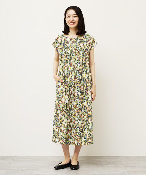 TABASA/タバサ ペーズリープリントワンピース アオ系 F TABASA/タバサ ペーズリープリントワンピース アオ系 F