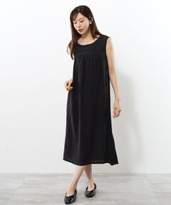 TABASA / タバサ ロング・マキシ丈ワンピース | リネンボイル×天竺 異素材ワンピース