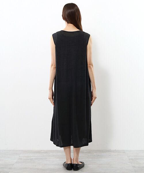 TABASA / タバサ ロング・マキシ丈ワンピース | リネンボイル×天竺 異素材ワンピース | 詳細7