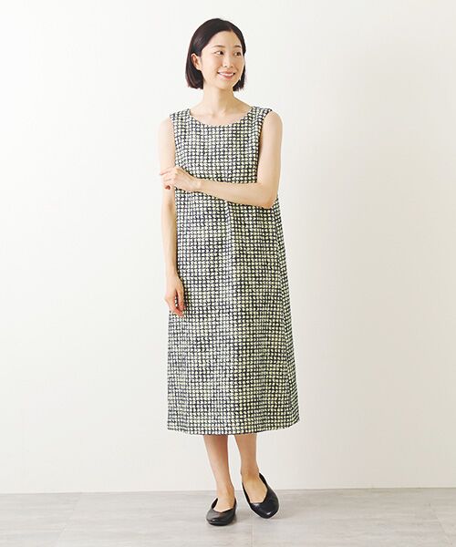 TABASA/タバサ ラッセルツイードワンピース グリーン×ネイビー F