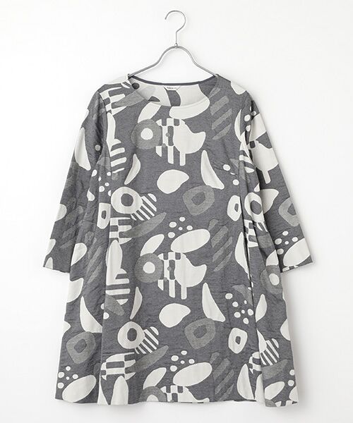 TABASA / タバサ チュニック | キカ柄風通ジャガードチュニック（クロ）